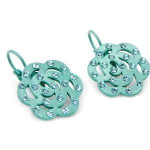    Earrings / dormeuses french touch Camélia turquoise. Jewelry