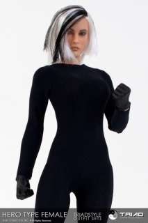   HERO TYPE FEMALE BLACK STRETCH SPANDEX BODYSUIT superhero outfit