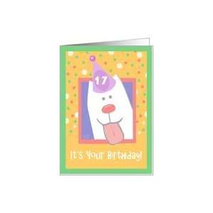 17th Birthday, Happy Dog, Party Hat Card : Toys & Games : 