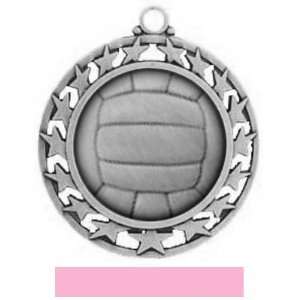 Hasty Awards Custom Volleyball Stars Medals M 440 SILVER MEDAL/PINK 