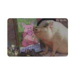 Collectible Phone Card 15u Pig Wearing A Thin, Dark Artists Cap 