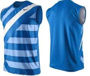 Men NIKE Conquer Sleeveless Tennis Shirt Blue S,M,L,XL  