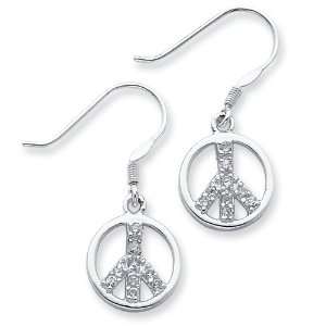    Sterling Silver CZ Peace Sign Earrings: Vishal Jewelry: Jewelry
