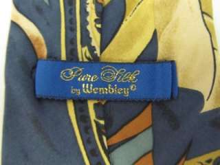 Wembley Green Gold Paisley Floral Tall Silk Tie Necktie  