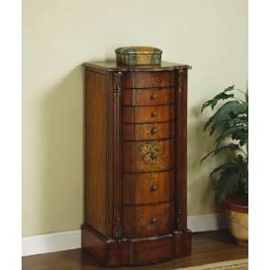  Powell Masterpiece Light Cherry and Floral Jewelry Armoire 
