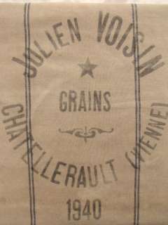 Vintage French Grain Sack linen printed feed bag 1940  