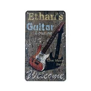  Personalized Guitar Lounge Rustic Metal Sign   8 x 14 