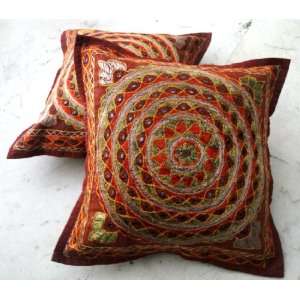  2 Vintage Mandala Design Handcrafted Embroidered Indian 