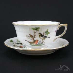 Herend Rothschild Bird Large Cup & Saucer 733/RO M #5  