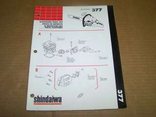 116) Shindaiwa Parts List Manual 377 Chain Saw  
