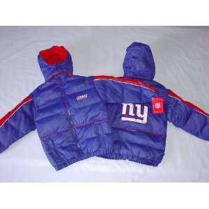  New York Giants Kids Hooded NFL Bubble Jacket: Sports 
