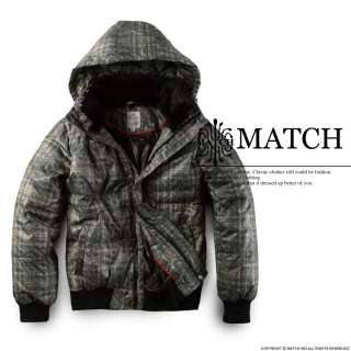 NEW Mens fashion winter coat Down Jacket/Hoody Grey Grid Size M L XL 