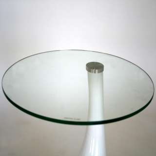 Modern Plastic Round Drop End Glass Small Coffee Table  