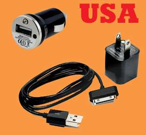 USB Data Cable+AC Wall Charger+Car Charger For IPod IPhone 3G 3GS 4 4G 