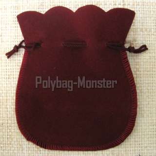 50 Burgundy Velvet Oval Pouches Jewelry Bags 4x4.75  
