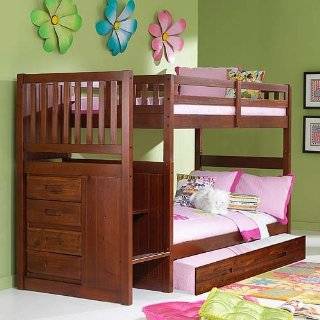 Bunk Bed Twin over Twin Mission Style in Honey with Stairway and 