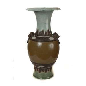 Vintage Chinese Crackle Porcelain Vase with Fu Dog Decor  