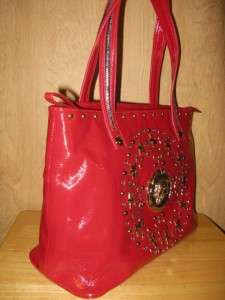 NWOT $270 SHARIF Red Patent Leather Tote Buckle Detail  