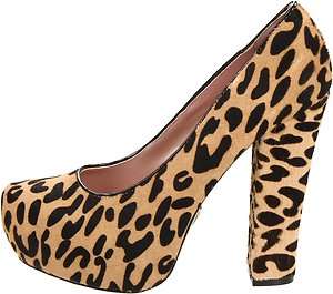 BETSEY JOHNSON Sophia LEOPARD Platform Pumps Shoes Chunky Heels Womens 