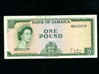 JamaicaP 51Ce,1 Pound ,1964 * Queen Elizabeth *  
