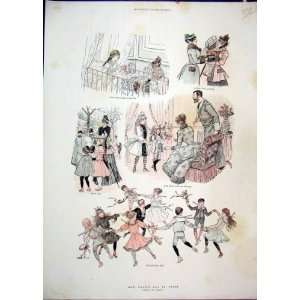  New Years Day Paris C1800 Colour Print Dancing Presents 