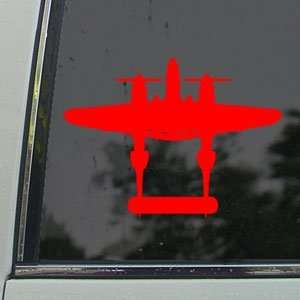 P 38 Lightning Lockheed Fighter Red Decal Car Red Sticker 