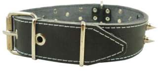 Rottweiler Leather Dog Collar Spiked 20 24 size 1.6wide Large Grey 