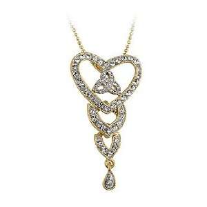   Gold Plated Crystal Trinity Heart Pendant   Made in Ireland Jewelry