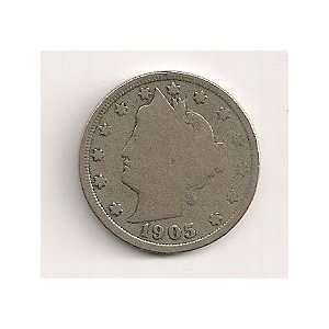    1905 Liberty Nickel in 2x2 plastic coin flip #1054 