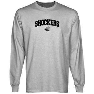 Wichita State Shockers Ash Logo Arch Long Sleeve T shirt :  