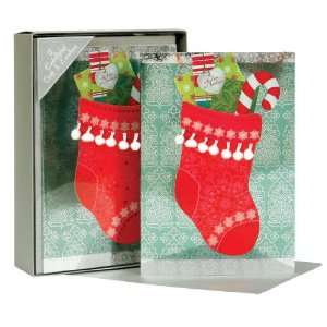  CR Gibson Joyful Tidings Christmas Cards, Stuffed Stocking 