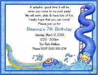 Water Slides Pool Swimming Birthday Party Invitations  