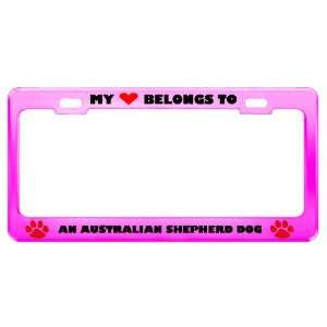  An Australian Shepherd Dog Pet Pink Metal License Plate 