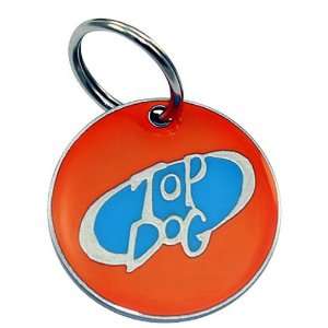 Painted Designer Dog ID Tag   Top Dog on Orange   Large 1 