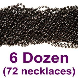   07mm Round Metallic Black Mardi Gras Beads   6 Dozen (72 necklaces