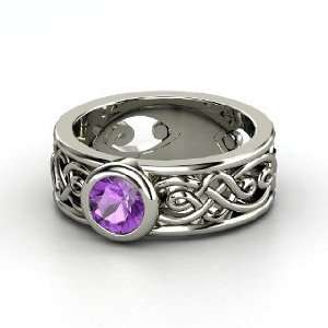  Alhambra Ring, Round Amethyst Palladium Ring: Jewelry