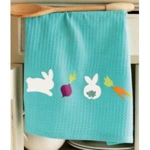  TAG Cottontail Rabbit Embroidered Waffle Weave Dishtowel 