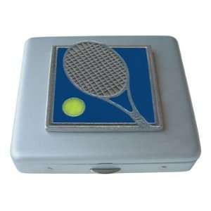  Blue Tennis Racket Mirror Pill Box