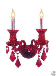 LIGHT BEAUTIFUL DECO RED WALL SCONCE CRYSTALS FREE SHIPPING  