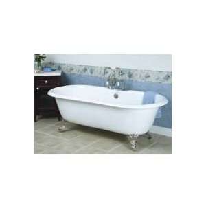  Cast Iron 67 Double Roll Top Tub with White Exterior and 7 Deck 