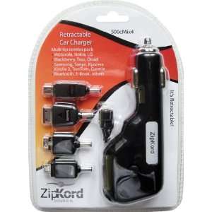  ZipKord 510cmix4 Micro Retractable Car Charger with iPhone Tip 