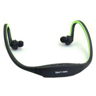 Sports Wireless Headphone Earphone Micro SD TF Card MP3 Player Green 