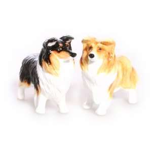  Rough Collie Hand Crafted Salt & Pepper Shakers   Brown 