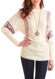   Blue, Print, Knitted, Casual, Long Sleeve, Fall, Winter, Long, White