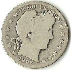 1896 S Barber Half in About Good Condition Lot B  