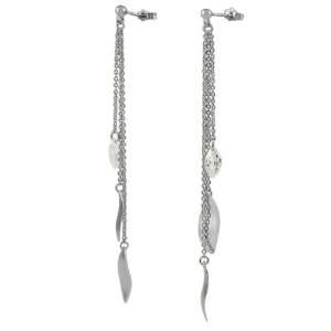  Sterling Silver Polished Ellipse Dangle Earrings: Jewelry