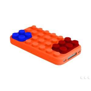  Cellet Orange with Red & Blue Block Style Jelly Case for 