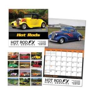   calendar features various pictures of hot rod cars.: Office Products