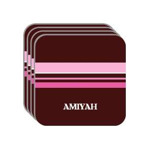 Personal Name Gift   AMIYAH Set of 4 Mini Mousepad Coasters (pink 