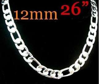 12mm Mens Figaro Necklace,Silver Plated for 20 22 24 26 Wholesale 